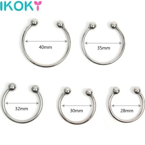 IKOKY Cock Ring Sex toys for Men Silver Delay Ejaculation Penis Ring Stainless Steel Adults Products