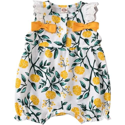0-24M Newborn Infant Baby Girls Flower Rompers Ruffles Jumpsuit Playsuit Sunsuit Summer Toddler Girl Clothes Costumes