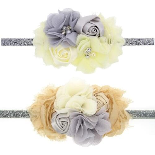 1 PCS lovely handmade chiffon flowers baby girls elastic hairband fashion infant headband clothing ornaments kids accessories