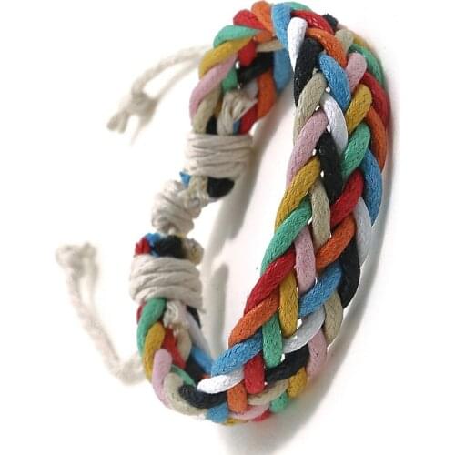 Colorful Rainbow Handmade Woven Rope Bracelets Unisex Adjustable Charm Bohemia Friendship Bracelet