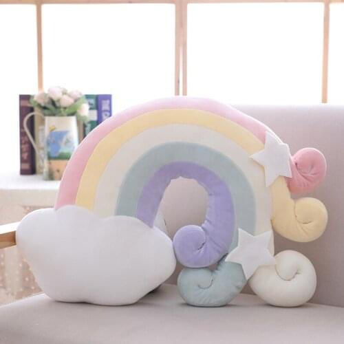 Creative Throw Pillow Small Fresh Star Moon Rainbow Cloud Colorful Ball Home Throw Pillow Nordic Style Comfortable Plush Toy