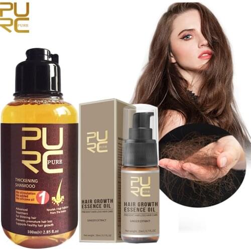PURC Grow hair fast Hair Growth Essence Oil Liquid Treatment Preventing Hair Loss Hair Care 20ml and Thicken Hair Shampoo