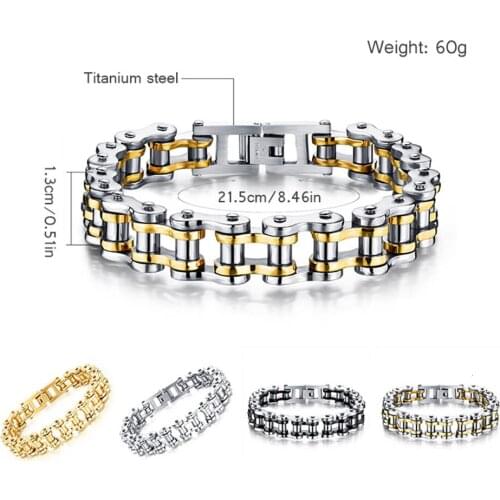 Punk Rock Male Bracelet Biker Bicycle Cuff Bracelets For Men Motorcycle Link Chain Cool Bangles Titanium Steel Jewelry