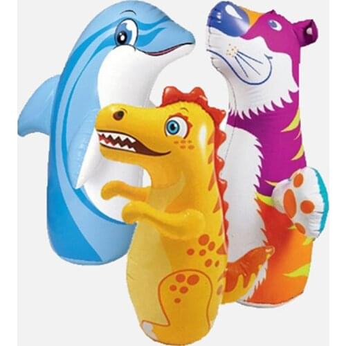 Inflatable Thickened Punching Boxing Bag for Kids Fitness Puzzle Animal Pattern Tumbler Power Bag Standing Toys