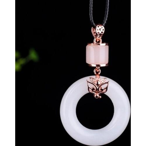 Natural jade hand-carved lucky jade women necklace pendant jade necklace 925 sterling silver necklace pendant jade jewelry