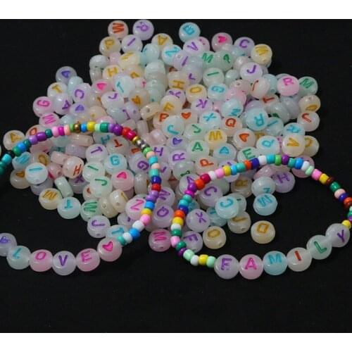 DIY String Beads Materials Early Education Acrylic Stars Peach Heart Letter Luminous Flat Beads Square Beads round Scattered