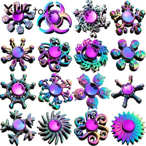 New Zinc Alloy Metal Hand Spinner Fidget Rainbow Colorful Fidget Gyro Metal Bearing Edc Finger Toys Relief Stress Boys Gifts
