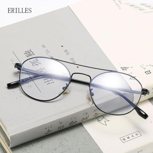 New Men Myopia Glasses Anti Blue Light Prescription Glasses Women Optical Pilot Eyeglasses Frame Nearsighted Eyewear -1.0 -1.5