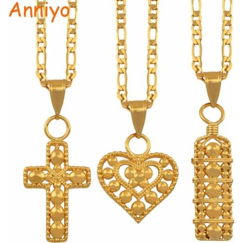 Anniyo Marshall Guam Hawaii Necklaces for Women Cross/Heart/Rectangle Pendant Islands Jewellery Micronesia Gifts #133806P