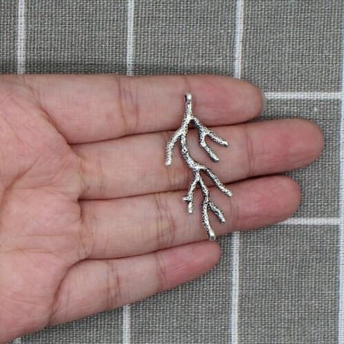 6pcs 20*43mm Ancient Silver Color Branch coral Charms Pendant For Jewelry Making DIY Metal Bracelet necklace Crafts X1825