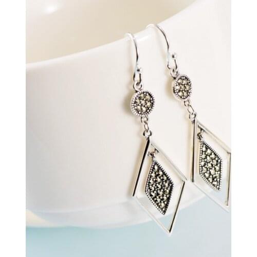 Real S925 Sterling Silver Lnlaid Marcel Diamond Long Womens Fashion Personality Earrings Exquisite Charm Jewelry