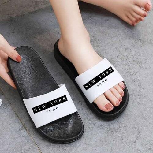 Women Shoes 2021 Summer Home Flip Flops New York Letters Women Sandals Bathroom Non-slip Fashion Slides Women Slippers