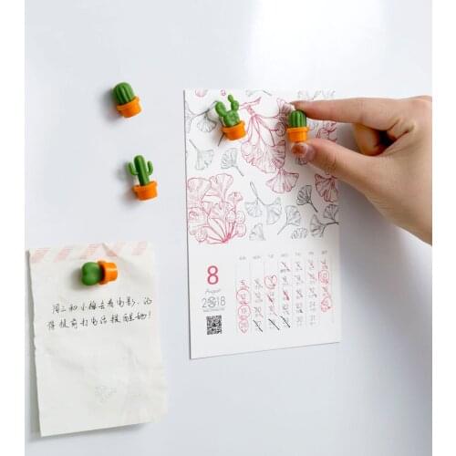 OTHERHOUSE 6Pcs Cute Cactus Fridge Magnet Message Mini Refrigerator Magnets Cartoon Magnet Fridge Sticker Home Decoration