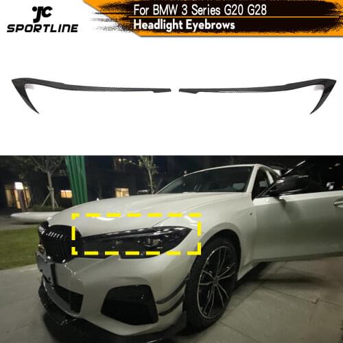 Dry Carbon Fiber Headlight Eyebrows for BMW 3 Series G20 G21 2017 - 2020 Pure Carbon Eyelid Sticker Decoration Trim