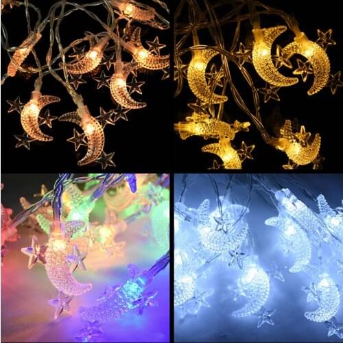 Wedding EID Mubarak Star Moon LED String Lights Ramadan Kareem Lights Decoration Happy Eid Mubarak Muslim Islamic Party Supplies