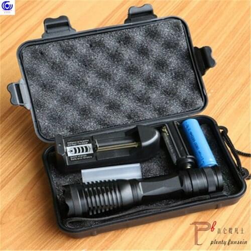 LED Tactical Flash light T6/L2/XPL V6 10000 Lumens Lanterna Adjustable Torch Zoomable Flashlight + Charger +1* 18650 Battery