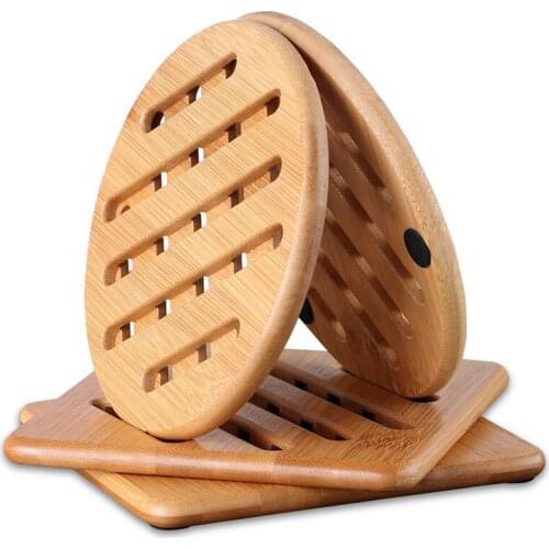 Heat Resistant Non-Slip Bamboo Trivets Pot Mat for Kitchen Table - 4Pcs Hot Pan Pads (15cm)
