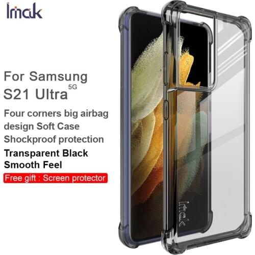 Imak Shockproof with Airbag Angle Phone Case for Samsung Galaxy S21 Ultra 5G TPU Back Cover Gift with Screen Protector Film
