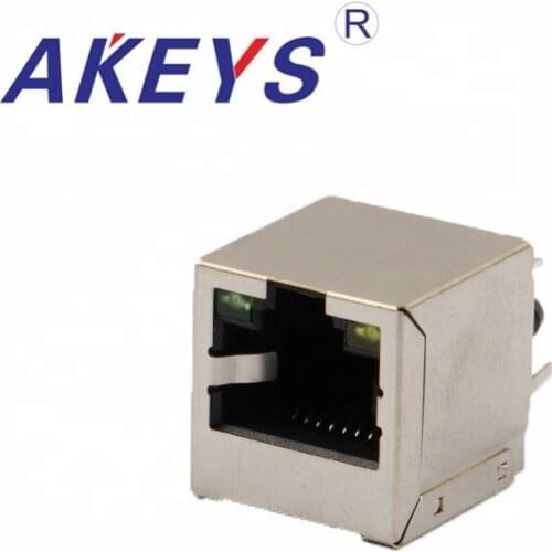 10PCS 5224+LED-8P8C Vertical Single Port With Transformer And LED Female RJ45 Jack Connector