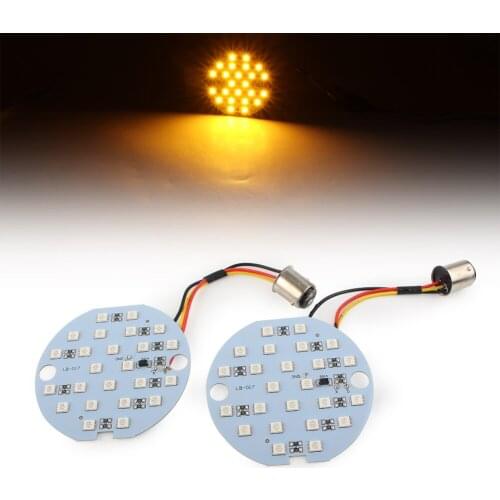2Pcs Yellow High Intensity & Highlight Turn Signal Lights Daytime Running Panel Light for Harley 1157 BAY15d Socket Base Plug