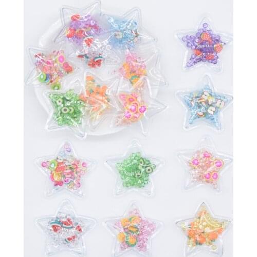 32Pcs 36mm Star PVC Filling Shake Fruits Clay & Crystal Diamonds Appliques for DIY Headwear Hair Clips Band Bow Accessories P47