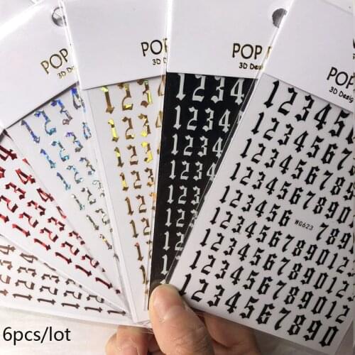 4Pcs/6Pcs Trend Nail Stickers Set Collection Number/Star/Heart/Geometric Design Wholesale Nail Art 3D Wrap Self-Adhesive Decal
