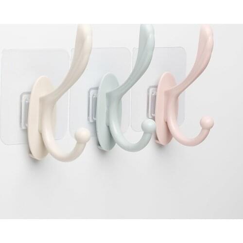 4pcs Seamless sticky hook strong self adhesive Door wall Hanger hanging clothes towel key holder kitchen bath storage organizer