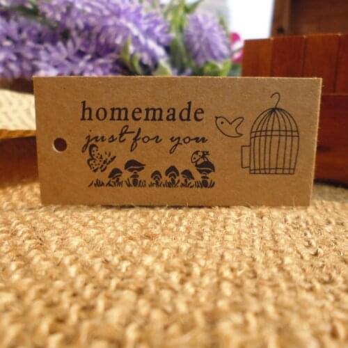 50pcs Bird Cage Homemade Bookmark Kraft Paper Tags DIY Creative Note Price Lable Hang Tag Gift Tag 5.8x2.7cm