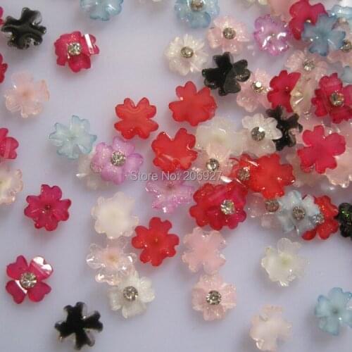 #62 30pcs Cute Mix Flower Shape Nail Resin Decoration Outlooking