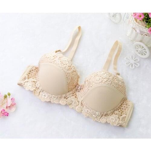 Seamless steel ring large size bra gather adjustment sexy underwear Embroidery bra income Furu D cup subsection 313