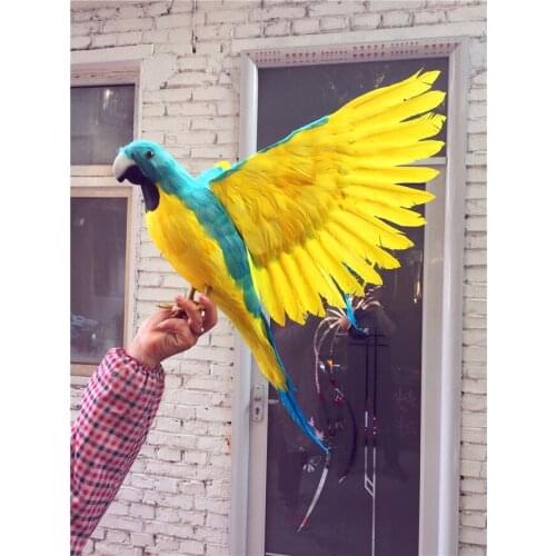 Big new simulation green&yellow parrot model polyethylene & furs wings parrot gift about 100x60cm 1154
