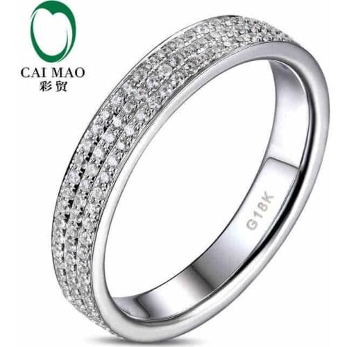 CaiMao 14KT/585 White Gold 0.80ct Round Cut Diamond Engagement Gemstone Wedding Band Ring Jewelry