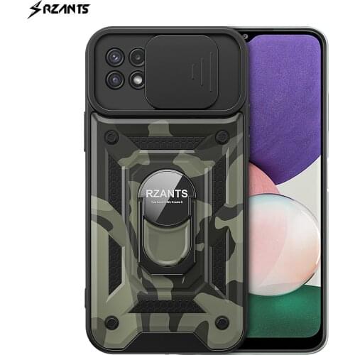 Rzants For Samsung Galaxy A22 4G 5G Case [Jungle tank] Camouflage Lens Proetction Ring Stand Holder Military Cover For Boys Man