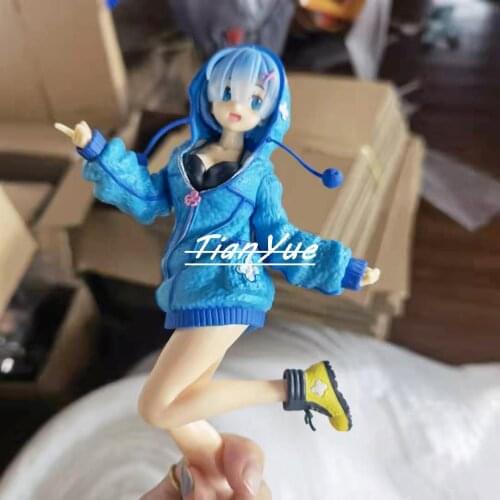 Re:Life in a Different World from Zero Rem Winter sweater Blue ver Girl Action Figure Model Toys 21cm