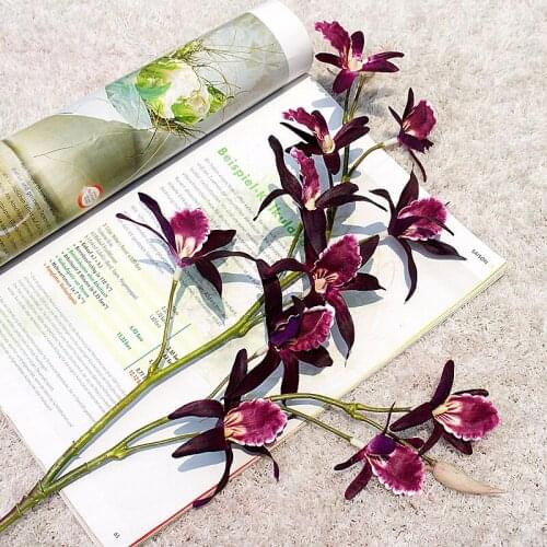 1PC Dendrobium Artificial Silk Flowers for Wedding Party Home Ornaments Flower Arrangement Photography Props Decoration