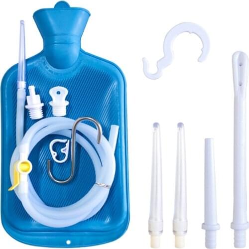 Enema Kit – Enema Bag– Long Silicone Hose – 5 Multi-Size Reusable Tips – Controlled Water Flow – for Colon Detox Cleanse Enemas