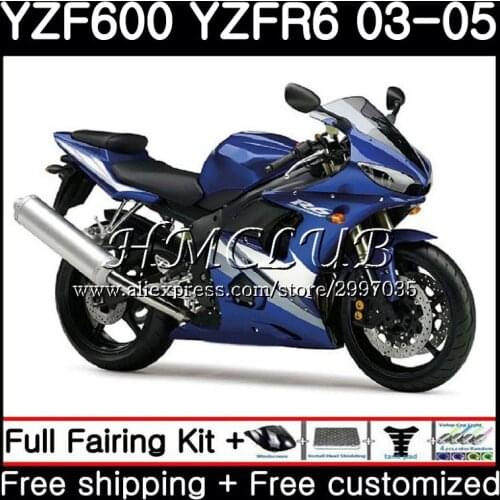 Body For YAMAHA YZF-R6 03 04 05 YZF600 YZF R6 2003 2004 2005 14HC.0 YZF 600 R 6 YZF-600 YZFR6 03 04 05 Fairing Kit Factory blue