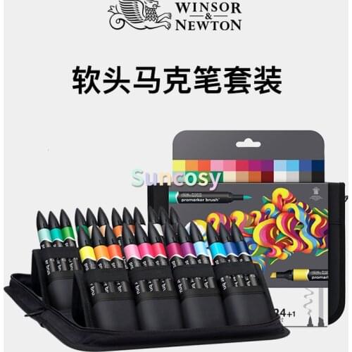 Winsor & Newton Promarkers Twin Tip Marker Pens 6 12 24 36 48 Colors Blender Artist Brush Pen,High Quality Alcohol Based Inks