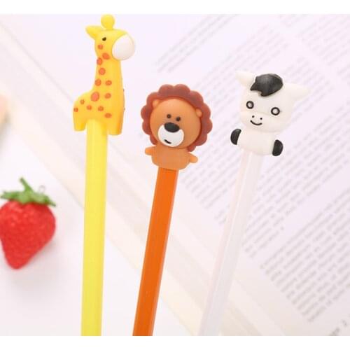 1 Piece Lytwtws Cute Cartoon Gel Pen Kawaii Stationery Office School Supply Cartoon Lovely Funny Lion Giraffe Gift Cow Pretty