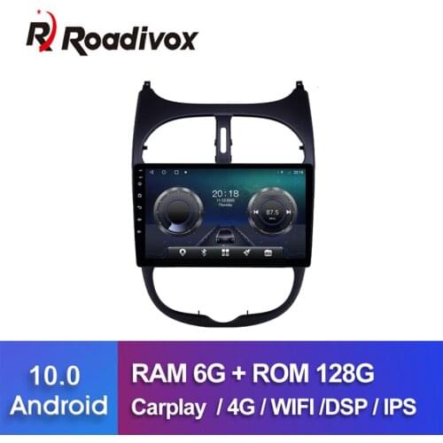 9" Android 10.0 RAM 4G ROM 64G for Peugeot 206 2000 2016 Car Dvd Gps Navigation Radio Multimedia Player Stereo Head Unit