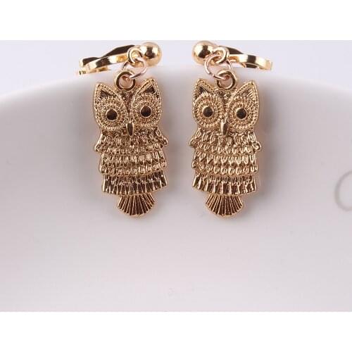 JIOFREE 2018 New alloy Simple Owl hippo No Ear Hole Earring Gold-color Geometric Clip Earrings Fashion Accessories For Girl