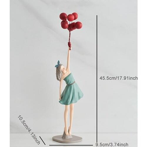 New Nordic Resin Balloon Girl Sculpture Ornaments Living Room Bedroom Balloon Resin Desktop Crafts Decoration