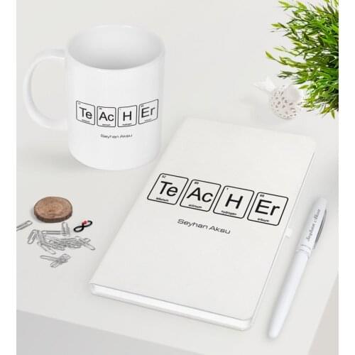 Personalized Teacher White Notebook Pen Mug Seti-3