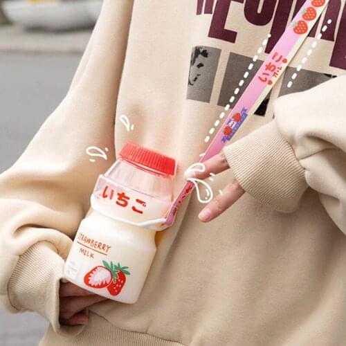 480ml Plastic Water Bottle Tour Drinking Bottle Yakult Shape Cute Kawaii Milk Carton Shaker Bottle for Kids/Girl/Adult Glass