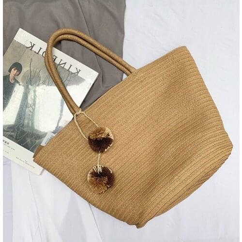 Casual Large Capacity Tote Straw Bags Wicker Woven Rattan Women Handbags Summer Beach Shoulder Bag Lady Big Shopper Purses 2021