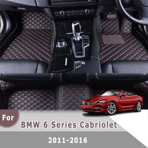 RHD Custom Car Floor Mats For BMW 6 Series Cabriolet 2016 2015 2014 2013 2012 2011 Leather Car Foot Pads Automobile Carpet Cover