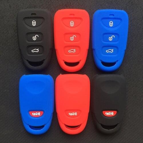 Silicone Car Key Cover Case shell For Hyundai Elantra Sonata SantaTucson For Kia Carens 3+1 4button key