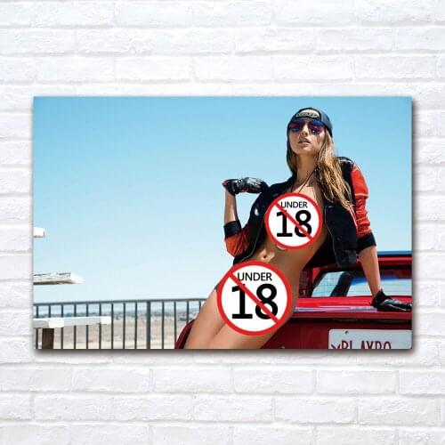 Modern Art Canvas Painting Sexy Girl and Sports Car Poster and Print Wall Pictures for Bedroom Living Room Home Decor
