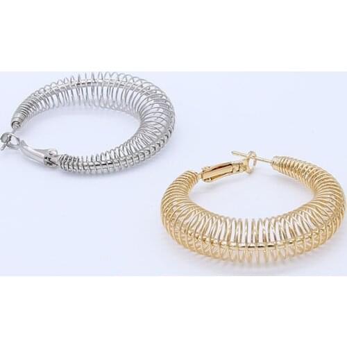 SRCOI New 2021 Punk Gold Silver Color Circle Thick Earrings Big Round Hollow Wives Hoop Earrings For Women Girl Party Gift