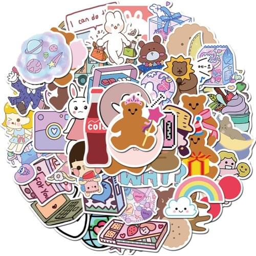10/30/50pcs Cute Cartoon Animal Stickers Korean Style Kawaii DIY Scrapbook Decorative Diary Sticker Waterproof Phone Laptop Toy